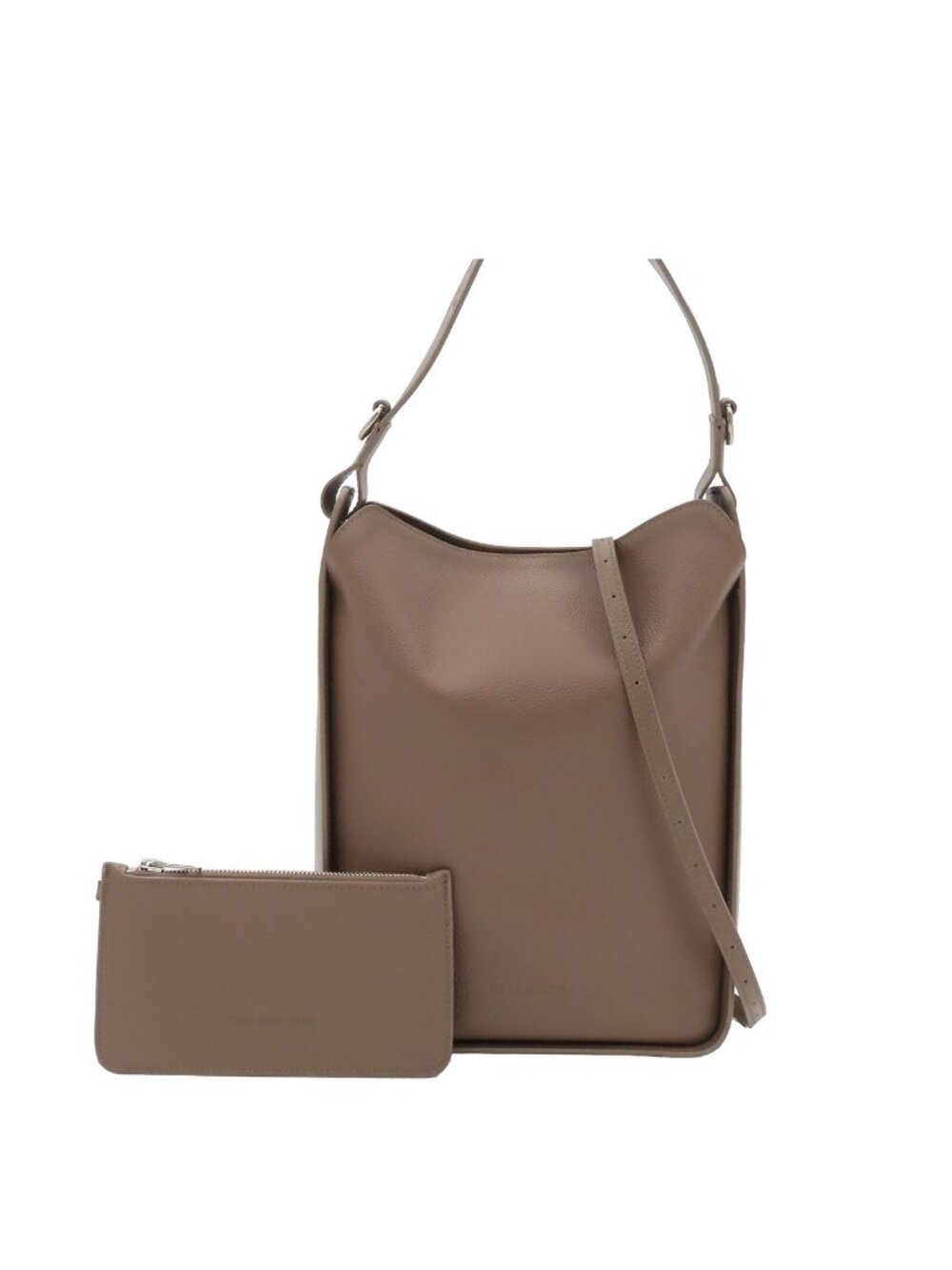 Balenciaga North South 2-Way One Handle Bucket Shape Shoulder Bag Brown Leather